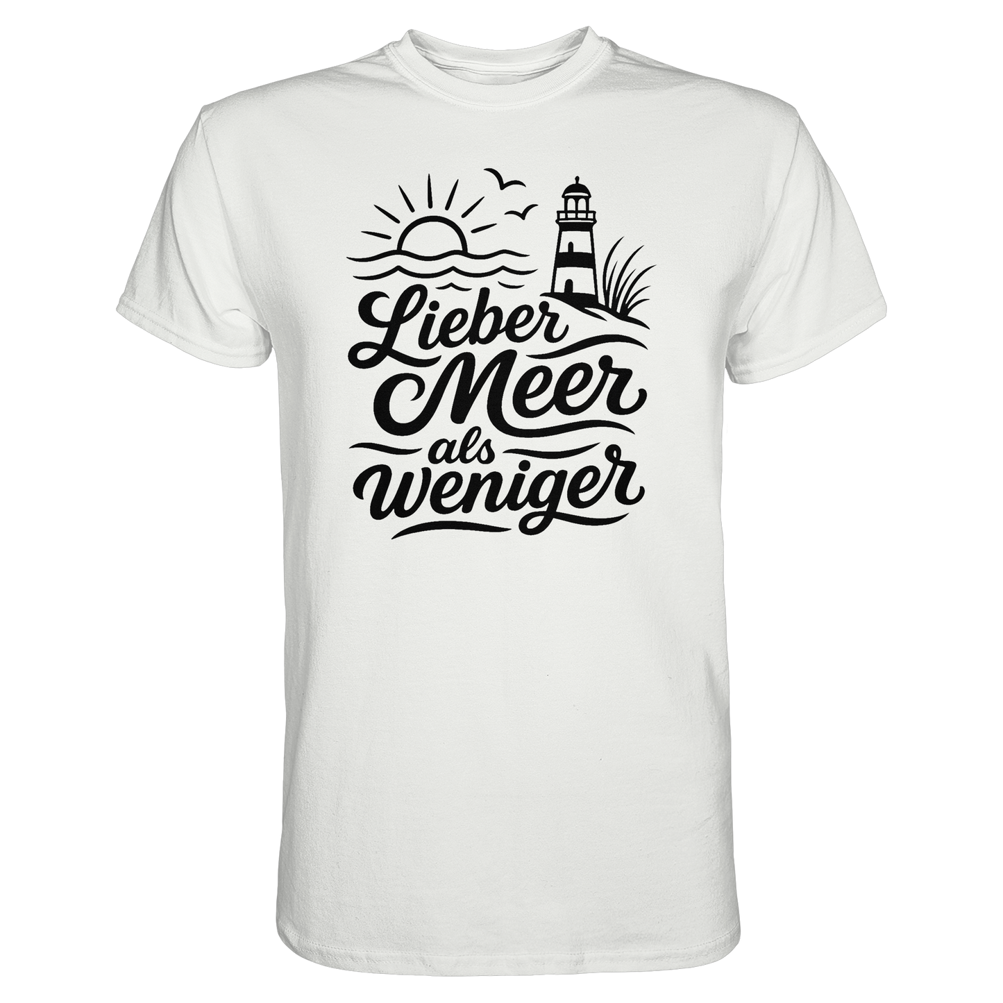 Maritimes Baumwoll T-Shirt - Lieber Meer als weniger - für alle Küstenkinder